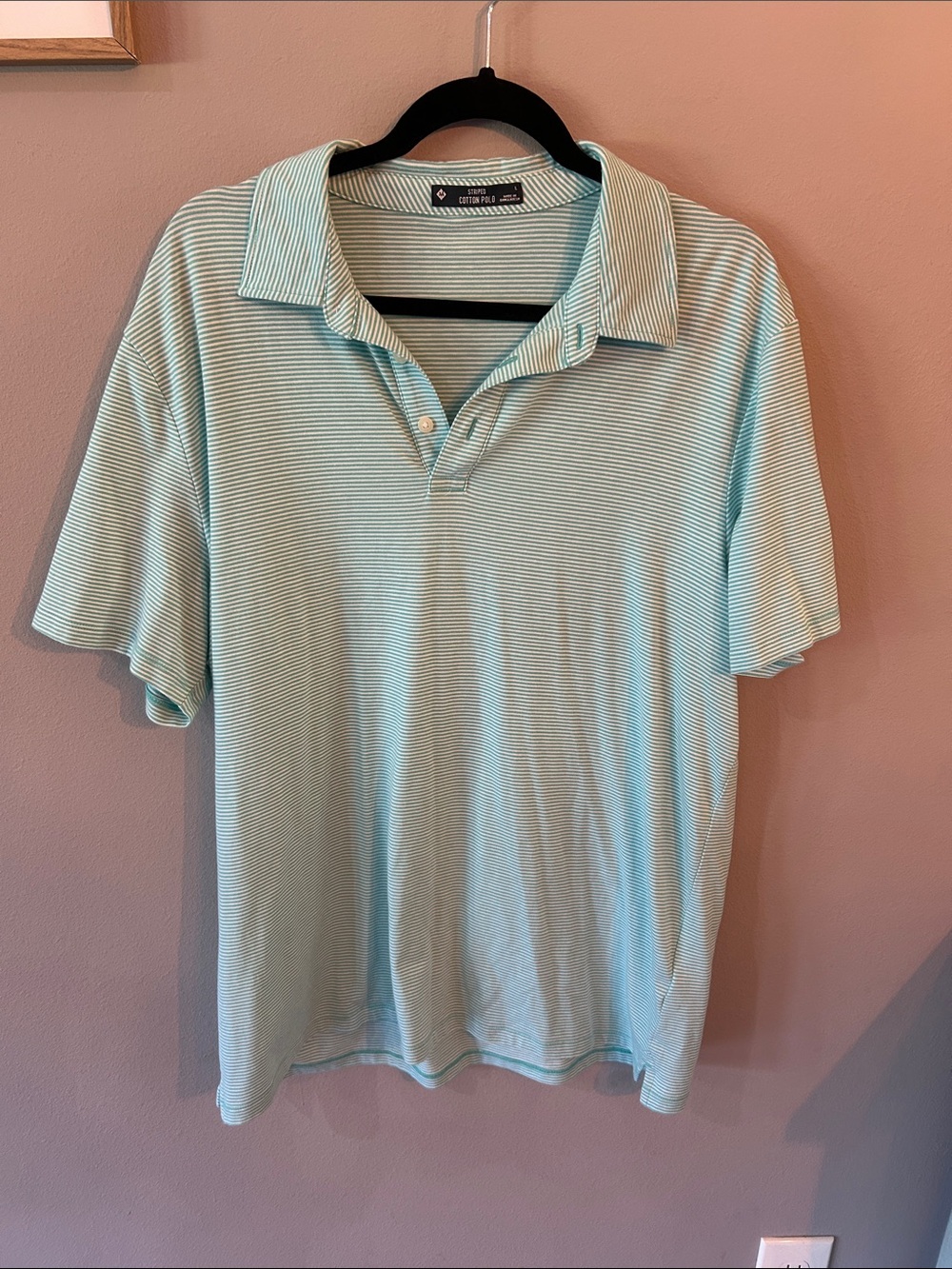 Mint Green Striped Polo